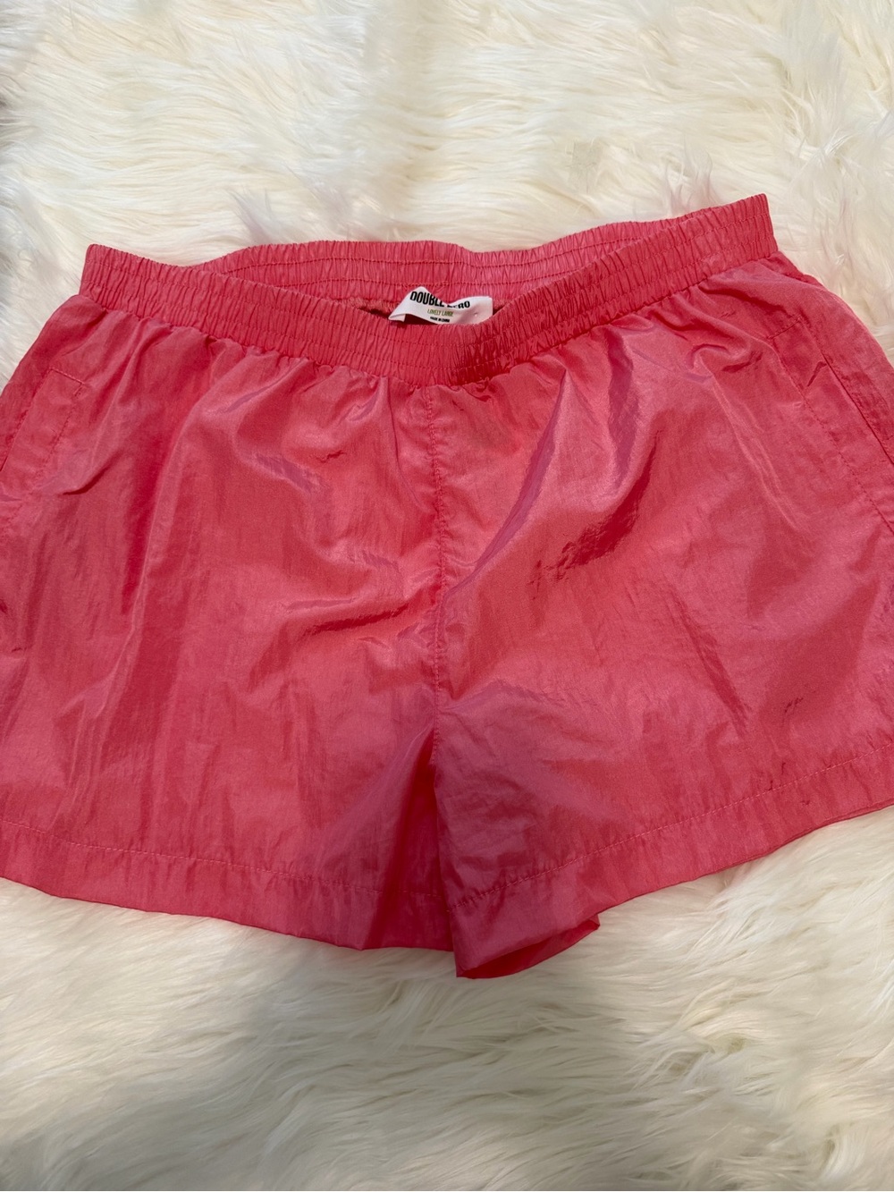 Double Zero Coral Pink Elastic-Waist Athletic Shorts